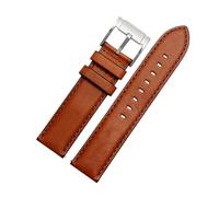 POYNMRE Correa de piel de vaca italiana suave compatible con Fossil Fs5088 Fs5380 Dimensity Quick Release Negro Marrón Pulsera vintage for hombre Correa de reloj 20 mm 22 mm(Light brown-silver,22mm)