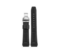 POYNMRE Correa de piel de vaca suave de 16 mm compatible con Casio DW5600 DW-5600 GW-5000 5035 GW-M5610 GW-B5600 DW6900 GA2100 GA-2100 Series Correa de piel de becerro(Black-silver B)