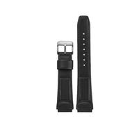 POYNMRE Correa de piel de vaca suave de 16 mm compatible con Casio DW5600 DW-5600 GW-5000 5035 GW-M5610 GW-B5600 DW6900 GA2100 GA-2100 Series Correa de piel de becerro(Black-silver A)