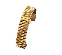 POYNMRE Correa de reloj acero inoxidable 12, 13, 14, 16, 17, 18, 19, 20 mm, 21 y 22, con 3 filas extremo curvo plano, correas repuesto herramientas(Gold,14mm)