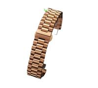 POYNMRE Correa de reloj acero inoxidable 12, 13, 14, 16, 17, 18, 19, 20 mm, 21 y 22, con 3 filas extremo curvo plano, correas repuesto herramientas(Rose gold,14mm)