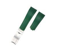 POYNMRE Correa de reloj caucho curvado, correa silicona suave, compatible con Rolex, compatible Oysterflex, pulsera deportiva for hombre y mujer, hebilla plegable, muñeca 20 mm(Green-Matte Silver)
