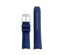 POYNMRE Correa de reloj caucho fluorado con extremo curvo 22 mm for hombre, compatible Citizen Blue Angel segunda generación JY8078, correa hebilla acero inoxidable(Blue-silver pin)