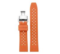 POYNMRE Correa de reloj caucho fluorado liberación rápida, resistente al agua, for hombre, compatible con Breitling, IWC, Rolex, correa negra, banda estomática(Orang silver Folding,20mm)