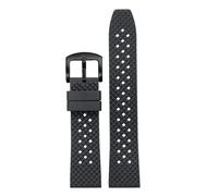 POYNMRE Correa de reloj caucho fluorado liberación rápida, resistente al agua, for hombre, compatible con Breitling, IWC, Rolex, correa negra, banda estomática(Black-black pin,22mm)