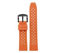 POYNMRE Correa de reloj caucho fluorado liberación rápida, resistente al agua, for hombre, compatible con Breitling, IWC, Rolex, correa negra, banda estomática(Orange-black pin,22mm)