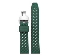 POYNMRE Correa de reloj caucho fluorado liberación rápida, resistente al agua, for hombre, compatible con Breitling, IWC, Rolex, correa negra, banda estomática(Green silver Folding,20mm)