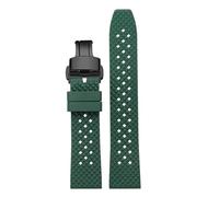 POYNMRE Correa de reloj caucho fluorado liberación rápida, resistente al agua, for hombre, compatible con Breitling, IWC, Rolex, correa negra, banda estomática(Green Black Folding,20mm)