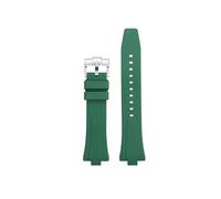 POYNMRE Correa de reloj caucho fluorado negro, azul y amarillo compatible con Citizen MECHANICAL NJ0150 NJ0151 NJ0155(Green-Silver)
