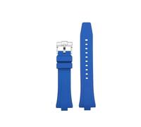 POYNMRE Correa de reloj caucho fluorado negro, azul y amarillo compatible con Citizen MECHANICAL NJ0150 NJ0151 NJ0155(Blue-silver)