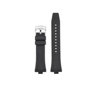 POYNMRE Correa de reloj caucho fluorado negro, azul y amarillo compatible con Citizen MECHANICAL NJ0150 NJ0151 NJ0155(Black-Silver)