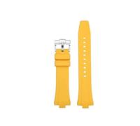 POYNMRE Correa de reloj caucho fluorado negro, azul y amarillo compatible con Citizen MECHANICAL NJ0150 NJ0151 NJ0155(Yellow-silver)