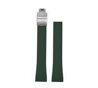 POYNMRE Correa de reloj caucho original Stripess CTS FKM 20 mm, compatible con Delug, correa liberación rápida, hebilla mariposa plateada, cortada a medida(Green Silver Buckle)