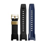 POYNMRE Correa de reloj compatible con la serie Casio Heart of Steel GST-B100/400G/W300, correa resina y caucho(Black blue gold)