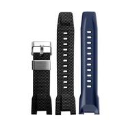 POYNMRE Correa de reloj compatible con la serie Casio Heart of Steel GST-B100/400G/W300, correa resina y caucho(Black blue silver)