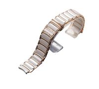 POYNMRE Correa de reloj compatible con Rado Centrix R30927722, acero fino, cerámica, hebilla mariposa, for mujer y hombre, 12 mm x 16, 20(Rosegold white,16-12mm)