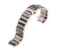 POYNMRE Correa de reloj compatible con Rado Centrix R30927722, acero fino, cerámica, hebilla mariposa, for mujer y hombre, 12 mm x 16, 20(Rosegold black,16-12mm)