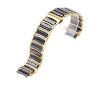 POYNMRE Correa de reloj compatible con Rado Centrix R30927722, acero fino, cerámica, hebilla mariposa, for mujer y hombre, 12 mm x 16, 20(Gold black,16-12mm)