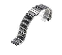 POYNMRE Correa de reloj compatible con Rado Centrix R30927722, acero fino, cerámica, hebilla mariposa, for mujer y hombre, 12 mm x 16, 20(Silver black,20-16mm)