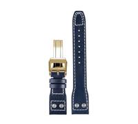 POYNMRE Correa de reloj cuero 21 mm y 22 compatible con IWC Big Pilot Flamethrower Little Prince Mark 18, correa Willow Nail, brazalete azul negro(Blue gold,22mm)