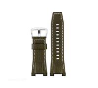 POYNMRE Correa de reloj cuero for hombre compatible con Casio GST-S100G / S110 S130L W100G W110 210B 400G 410 (26 x 14 mm)(Green white silver)
