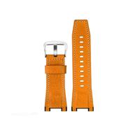 POYNMRE Correa de reloj cuero for hombre compatible con Casio GST-S100G / S110 S130L W100G W110 210B 400G 410 (26 x 14 mm)(Yellow silver clasp)