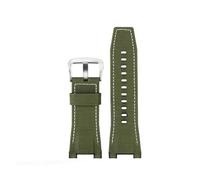 POYNMRE Correa de reloj cuero for hombre compatible con Casio GST-S100G / S110 S130L W100G W110 210B 400G 410 (26 x 14 mm)(Nylon Green silver)