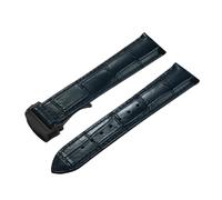 POYNMRE Correa de reloj cuero genuino 19 mm, 20, 21 y 22 compatible con Omega 007 Seamaster 300 Business Clasp Accessories(Blue-Black Buckle,21mm)