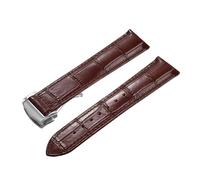 POYNMRE Correa de reloj cuero genuino 19 mm, 20, 21 y 22 compatible con Omega 007 Seamaster 300 Business Clasp Accessories(Brown-Silver Buckle,19mm)