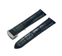 POYNMRE Correa de reloj cuero genuino 19 mm, 20, 21 y 22 compatible con Omega 007 Seamaster 300 Business Clasp Accessories(Blue-Silver Buckle,19mm)