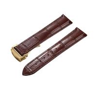 POYNMRE Correa de reloj cuero genuino 19 mm, 20, 21 y 22 compatible con Omega 007 Seamaster 300 Business Clasp Accessories(Brown-Gold Buckle,21mm)