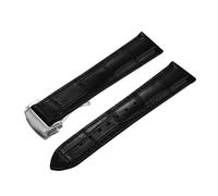 POYNMRE Correa de reloj cuero genuino 19 mm, 20, 21 y 22 compatible con Omega 007 Seamaster 300 Business Clasp Accessories(Black-Silver Buckle,22mm)