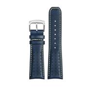 POYNMRE Correa de reloj cuero genuino azul for hombre, compatible con Citizen AT8020-54L/JY8078 hebilla(Blue yellow silver,22mm)