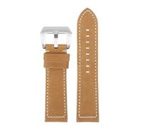 POYNMRE Correa de reloj cuero negro y marrón 23 mm compatible con ZENITH PILOT 29.2430, correa genuino retro ala grande latón cadena for hombre(Lighitebrown-silver)