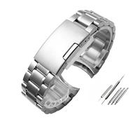 POYNMRE Correa de reloj curva universal for hombre, compatible con Casio EFV-540, 500, 510, EQB-501 y EFR-303, correa acero inoxidable macizo, cadena metal(B Silver,22mm)