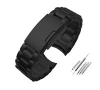 POYNMRE Correa de reloj curva universal for hombre, compatible con Casio EFV-540, 500, 510, EQB-501 y EFR-303, correa acero inoxidable macizo, cadena metal(B Black,24mm)