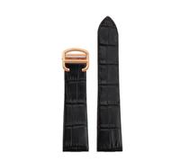 POYNMRE Correa de reloj de 18 mm y 21 mm compatible con reloj Car-tier W2006951 WH100751 Sandoz Santos mecánica de piel de vaca con cierre de acero y correa de grano(Black-rose gold,21mm)