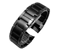 POYNMRE Correa de reloj de acero inoxidable macizo de repuesto de metal compatible con Ar-mani AR2447 2434 2432 2448 Cadena de reloj for hombre de 22 mm, color negro y plateado(Noir)