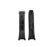 POYNMRE Correa de reloj de caucho compatible con Citizen Calendar CB0164-17E CB0160 Pulsera de caucho de piel de vaca con muesca en la parte inferior 25x14 mm Pulsera con rodillos(Black black-silver)