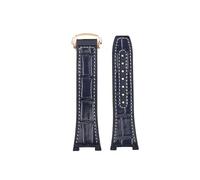 POYNMRE Correa de reloj de caucho compatible con Citizen Calendar CB0164-17E CB0160 Pulsera de caucho de piel de vaca con muesca en la parte inferior 25x14 mm Pulsera con rodillos(Blue white-Rose g)