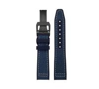 POYNMRE Correa de reloj de caucho y nailon compatible con IWC Pilot Spade A Mark 18 Banda azul portuguesa CIERRE PLEGABLE Cadena de reloj de lona for hombre Pulsera de 20 mm(Blue white BK-,20mm)