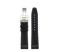 POYNMRE Correa de reloj de caucho y nailon compatible con IWC Pilot Spade A Mark 18 Banda azul portuguesa CIERRE PLEGABLE Cadena de reloj de lona for hombre Pulsera de 20 mm(Black white SK,20mm)
