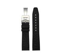 POYNMRE Correa de reloj de caucho y nailon compatible con IWC Pilot Spade A Mark 18 Banda azul portuguesa CIERRE PLEGABLE Cadena de reloj de lona for hombre Pulsera de 20 mm(Black silver,21mm)