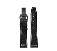 POYNMRE Correa de reloj de caucho y nailon compatible con IWC Pilot Spade A Mark 18 Banda azul portuguesa CIERRE PLEGABLE Cadena de reloj de lona for hombre Pulsera de 20 mm(Black white BK,21mm)