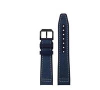 POYNMRE Correa de reloj de caucho y nailon compatible con IWC Pilot Spade A Mark 18 Banda azul portuguesa CIERRE PLEGABLE Cadena de reloj de lona for hombre Pulsera de 20 mm(Blue white BK-pin,21mm)