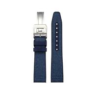 POYNMRE Correa de reloj de caucho y nailon compatible con IWC Pilot Spade A Mark 18 Banda azul portuguesa CIERRE PLEGABLE Cadena de reloj de lona for hombre Pulsera de 20 mm(Blue silver,21mm)