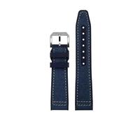 POYNMRE Correa de reloj de caucho y nailon compatible con IWC Pilot Spade A Mark 18 Banda azul portuguesa CIERRE PLEGABLE Cadena de reloj de lona for hombre Pulsera de 20 mm(Blue white SK-pin,21mm)