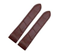 POYNMRE Correa de reloj de cuero de repuesto compatible con Cartier Santos 100 W20106x8 W20073X8 Correa de reloj con hebilla plegable for hombre y mujer de 20 mm y 23 mm(Brown- no buckle,23mm)