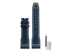 POYNMRE Correa de reloj de cuero de vaca italiano de alta calidad compatible con IWC big Pilot IW388103 IW378005/003/001 Mark 18 correa de reloj for hombre pulsera de 20 21 mm(Blue no clasp,21mm)