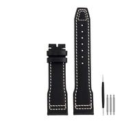 POYNMRE Correa de reloj de cuero de vaca italiano de alta calidad compatible con IWC big Pilot IW388103 IW378005/003/001 Mark 18 correa de reloj for hombre pulsera de 20 21 mm(Black no clasp,20mm)